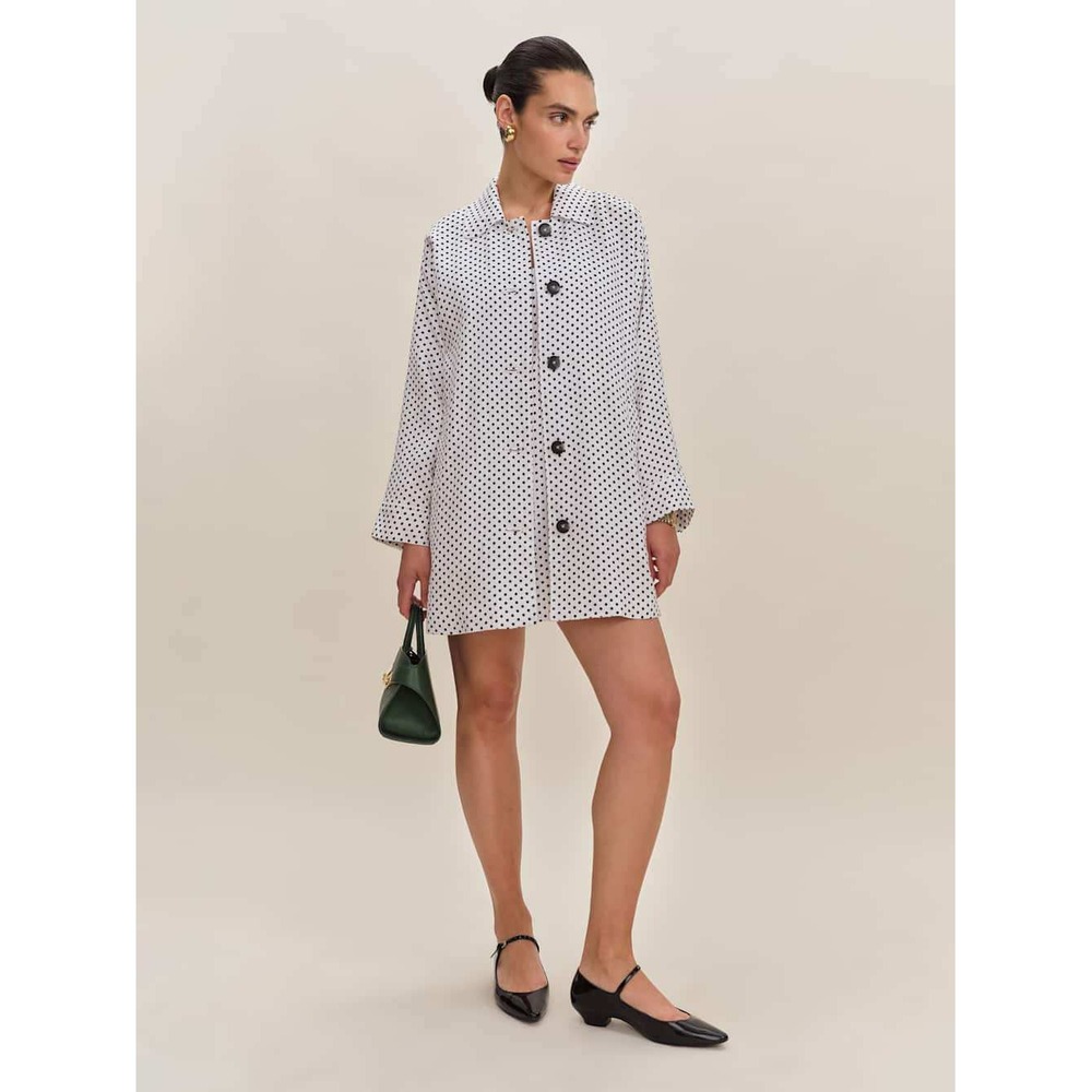 Reformation Black + White Polka Dot Linen Jacket
